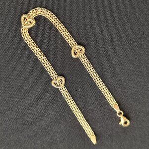 18k real gold bracelet with hearts design